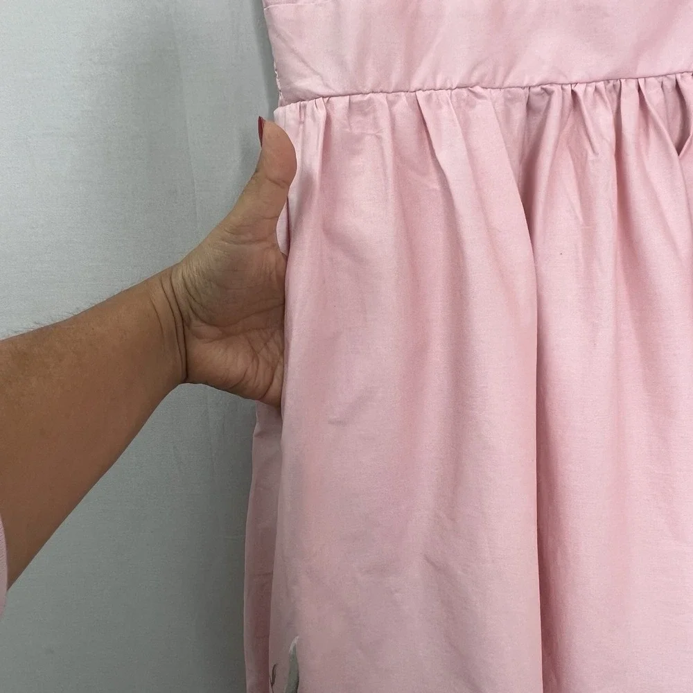 Joie Powder Pink Floral Midi Dress Tie Straps Sz L Soft Girl Cottagecore Smocked